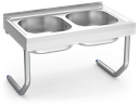 Fregadero inox colgante con palomillas serie 500 2 cubetas