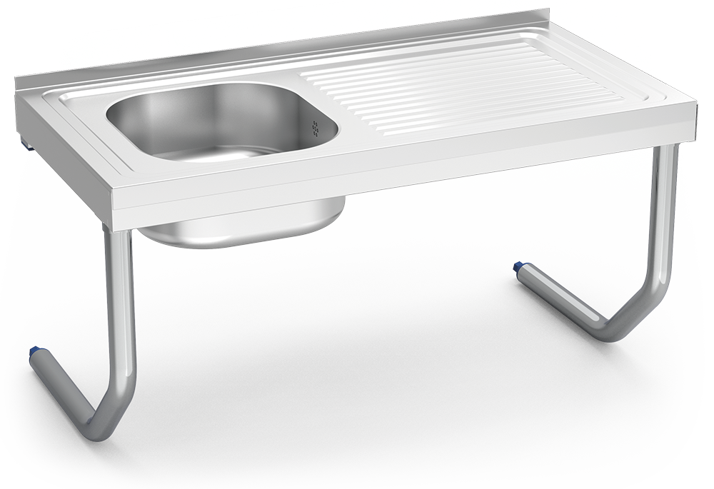 Fregadero inox colgante con palomillas serie 500 1 cubeta 1 escurridor derecha