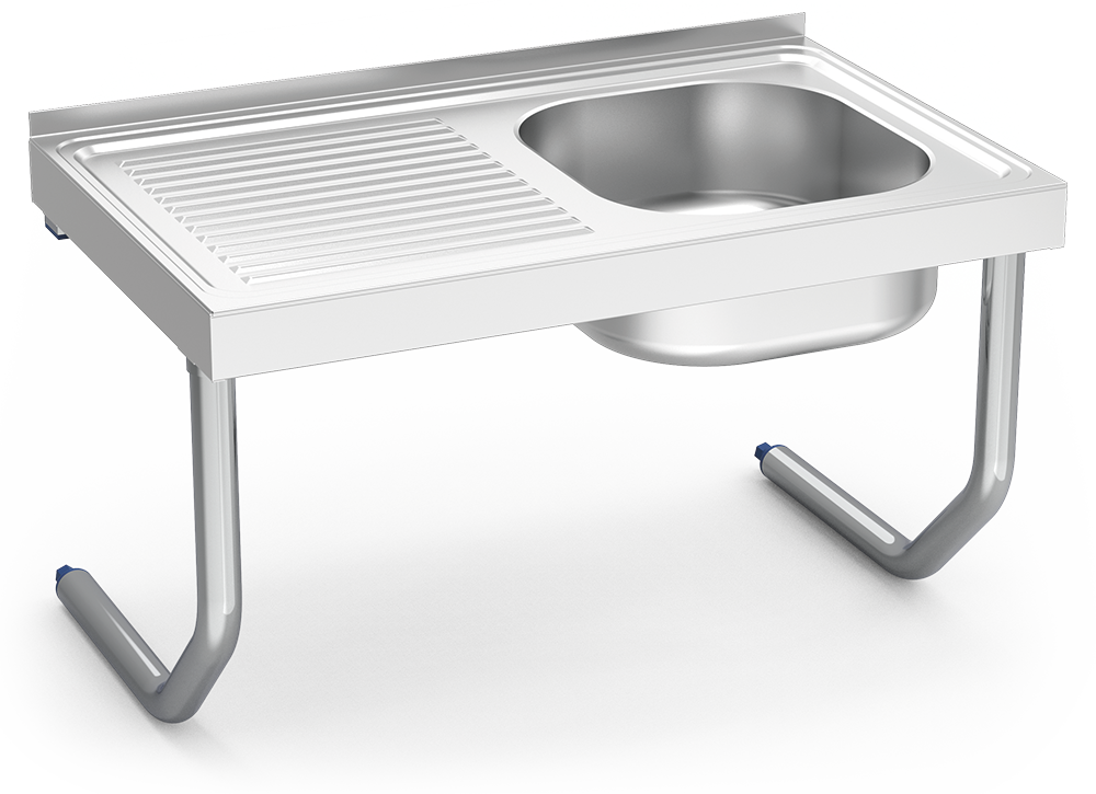 Fregadero inox colgante con palomillas serie 500 1 cubeta 1 escurridor izquierda