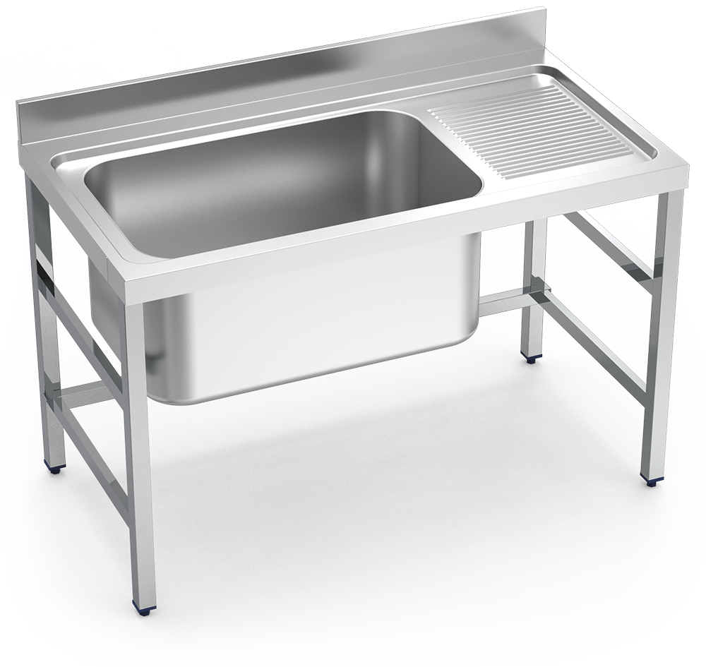 Fregadero inox con soporte sin entrepaño serie 700 1 cubeta gran capacidad 1 escurridor derecha