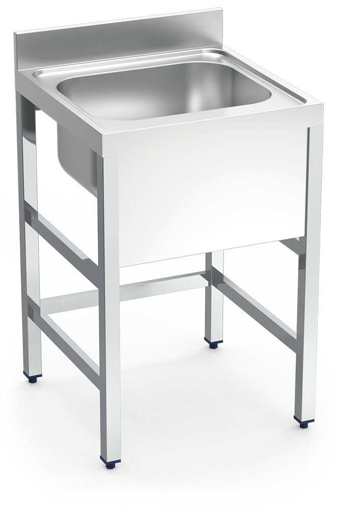 Fregadero inox con soporte sin entrepaño serie 700 1 cubeta faldón completo