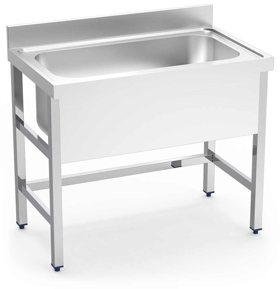 Fregadero inox con soporte sin entrepaño serie 700 1 cubeta gran capacidad faldón completo