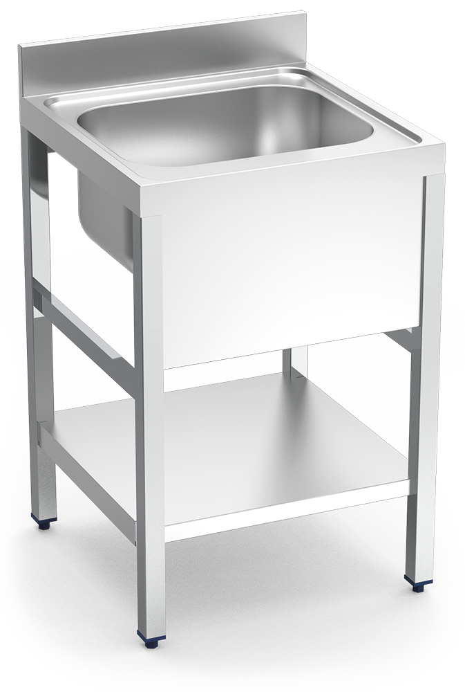 Fregadero inox con soporte con entrepaño serie 700 1 cubeta