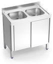 Fregadero inox con puertas correderas serie 600 2 cubetas
