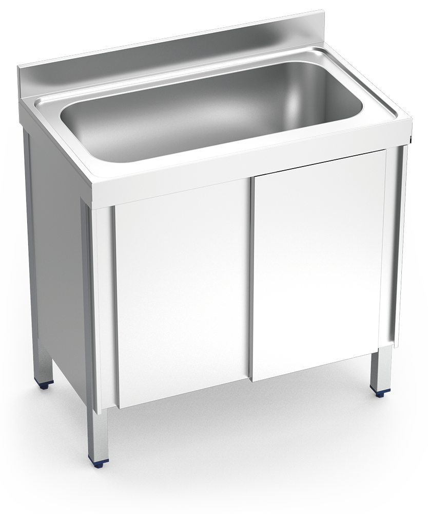 Fregadero inox con puertas correderas serie 700 1 cubeta gran capacidad