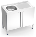 Fregadero inox con puertas abatibles serie 500 1 cubeta 1 escurridor derecha