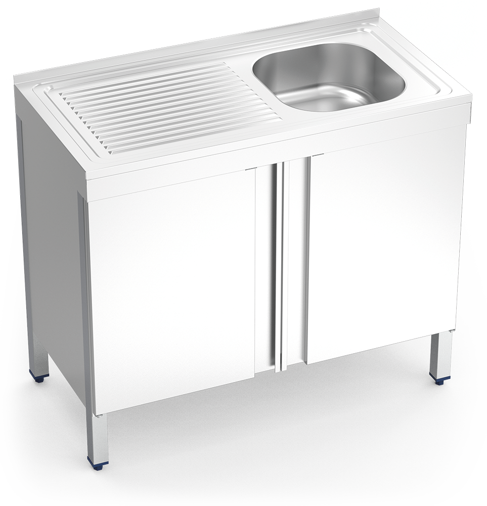 Fregadero inox con puertas abatibles serie 500 1 cubeta 1 escurridor izquierda