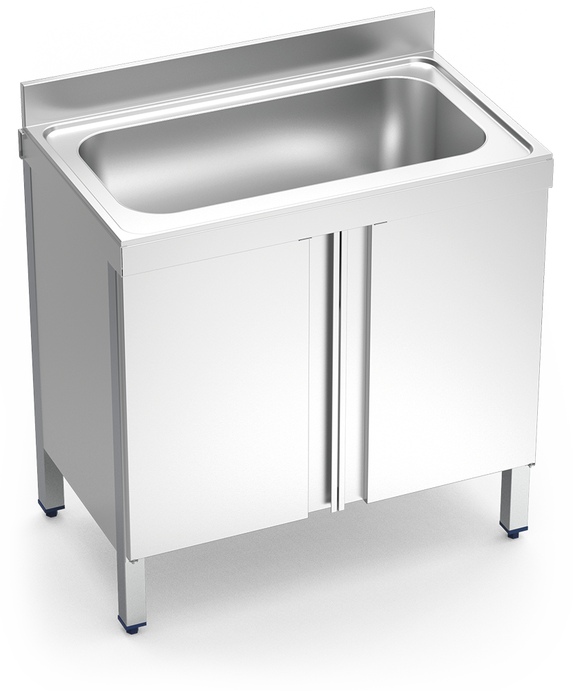 Fregadero inox con puertas abatibles serie 600 1 cubeta gran capacidad