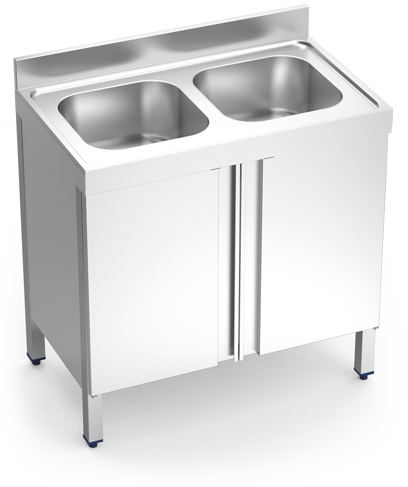 Aigüera *inox amb portes abatibles sèrie 600 2 cubetes