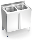 Fregadero inox con puertas abatibles serie 600 2 cubetas