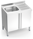 Fregadero inox con puertas abatibles serie 700 1 cubeta 1 escurridor derecha