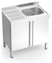 Fregadero inox con puertas abatibles serie 700 1 cubeta 1 escurridor izquierda
