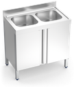 Fregadero inox con puertas abatibles serie 700 2 cubetas