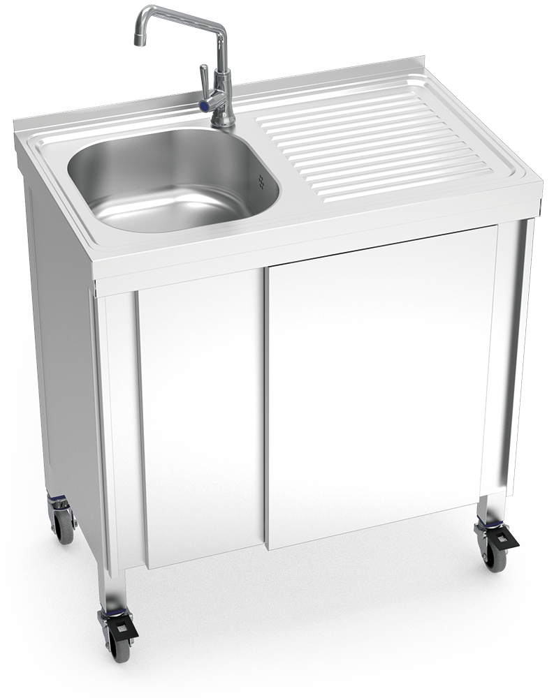 Fregadero portátil automático agua fría y escurridor derecha