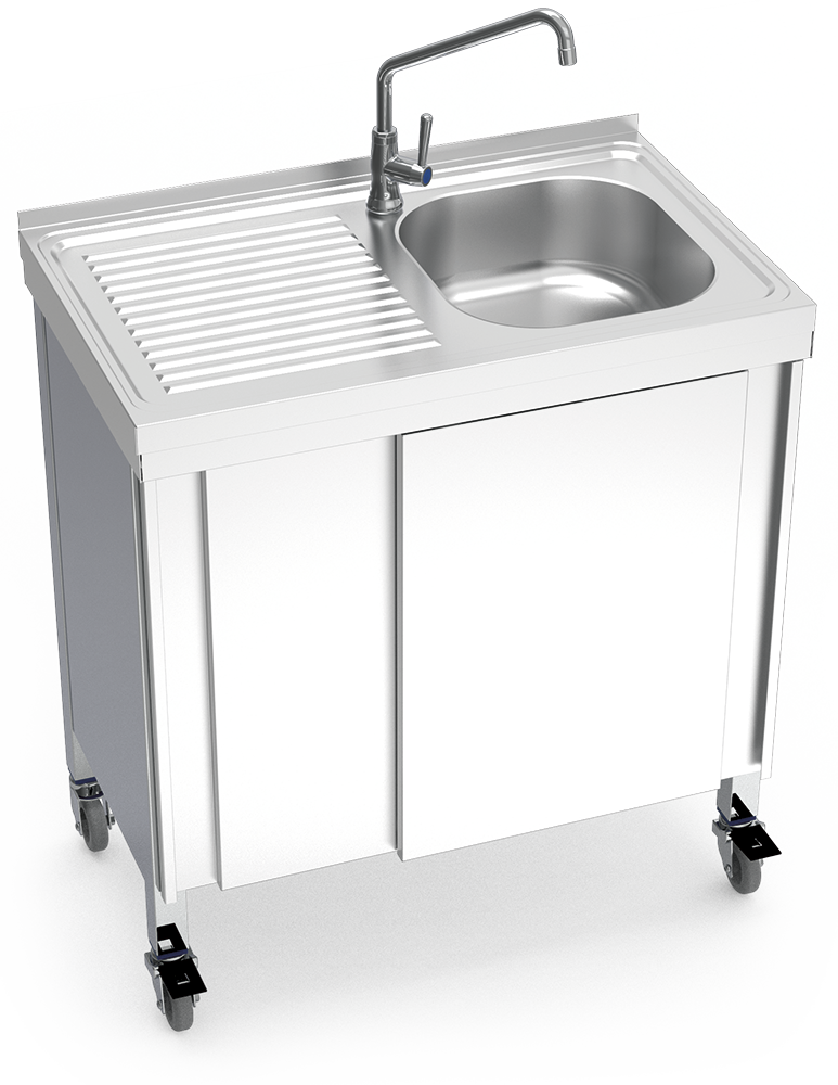 Fregadero portátil automático agua fría y escurridor izquierda