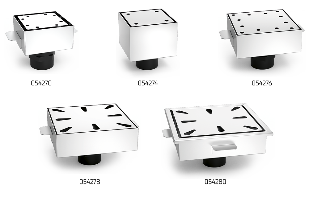 Sumidero sifónico con cestillo salida vertical en acero inoxidable