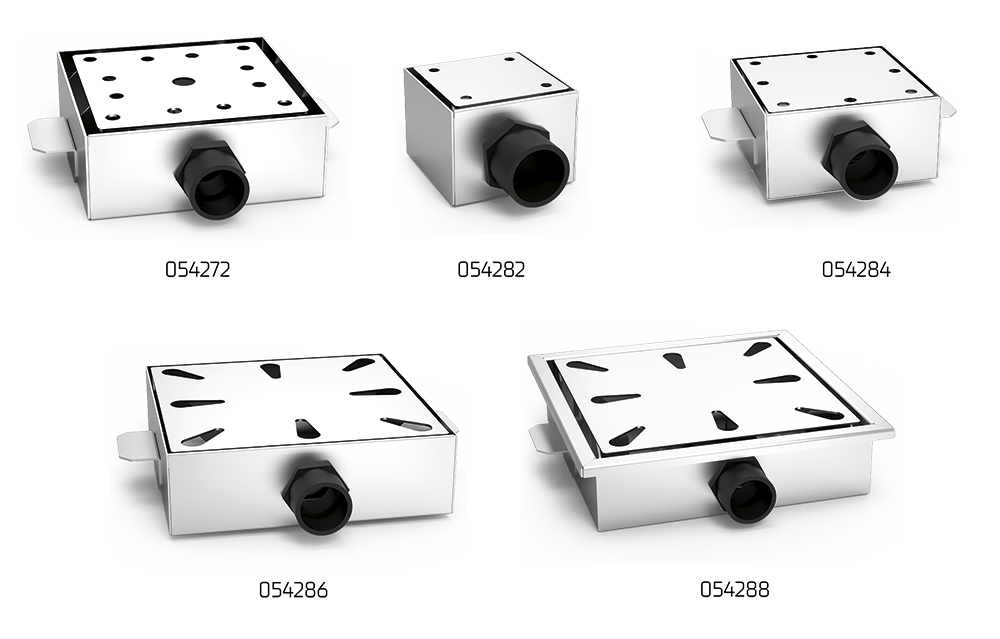 Sumidero sifónico con cestillo salida horizontal en acero inoxidable