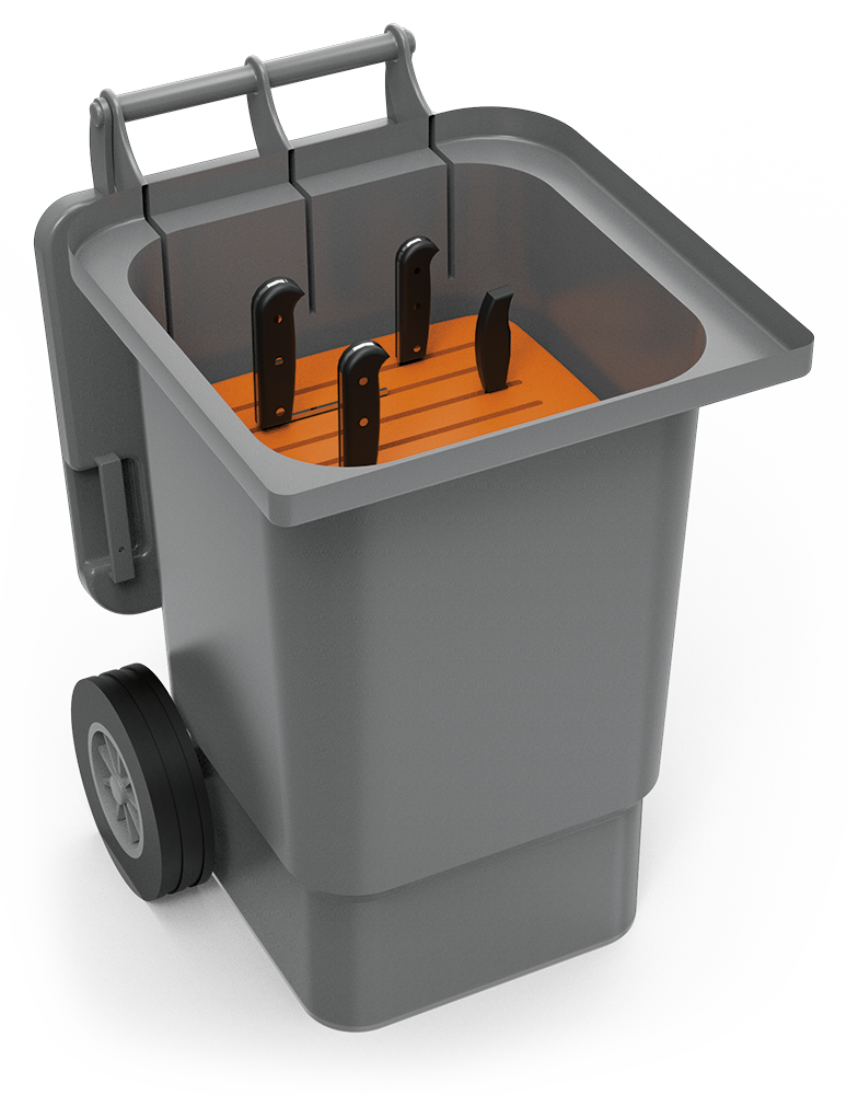 Contenedor para transporte de cuchillos con ruedas