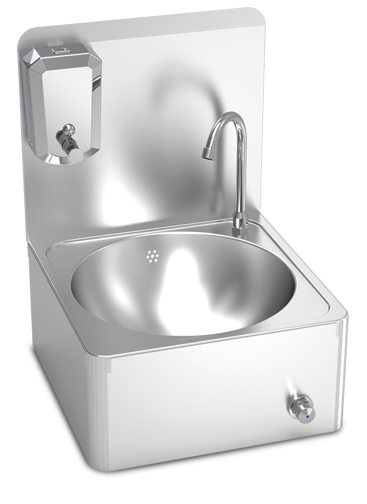 Lavamanos inox mural de rodilla modelo RC (Esquinas redondas)