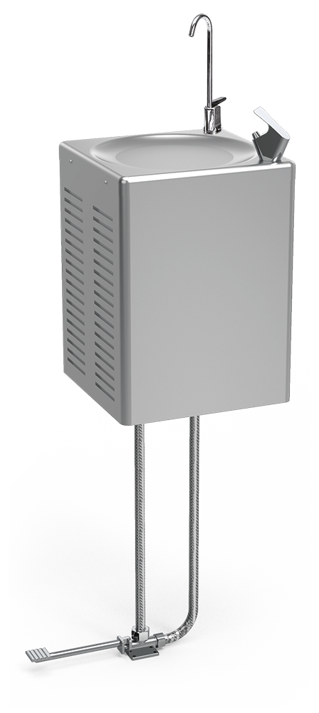 Fuente mural refrigerada de agua fría Cold+ con grifo a pedal