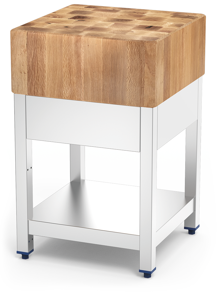 Tajo de trossejament amb fusta d'alzina amb faldó i *entrepaño