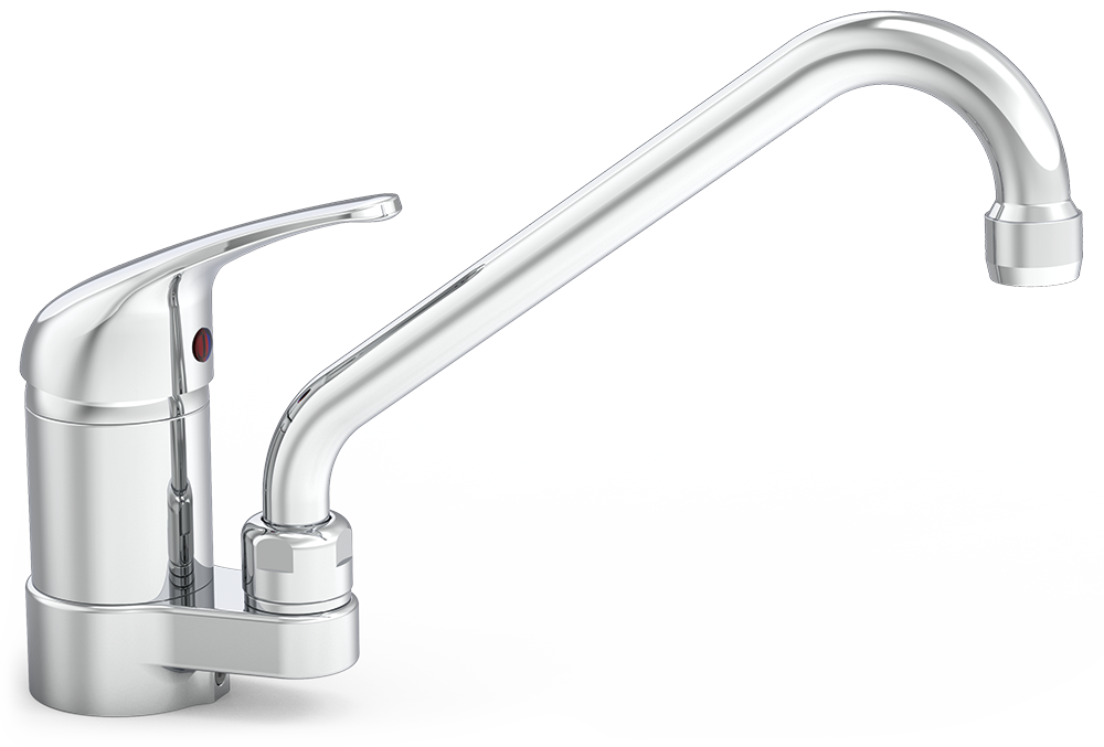 Aixeta monocomandament sobretaula dues aigües canella frontal