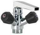 Grifo de sobremesa pomos giratorios dos aguas serie Extra bajo