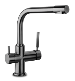 Aixeta de sobretaula monocomandament de doble ús, dues aigües mes entrada auxiliar