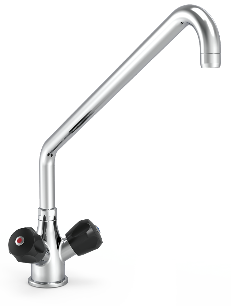 Grifo de sobremesa con pomos giratorios aislantes dos aguas