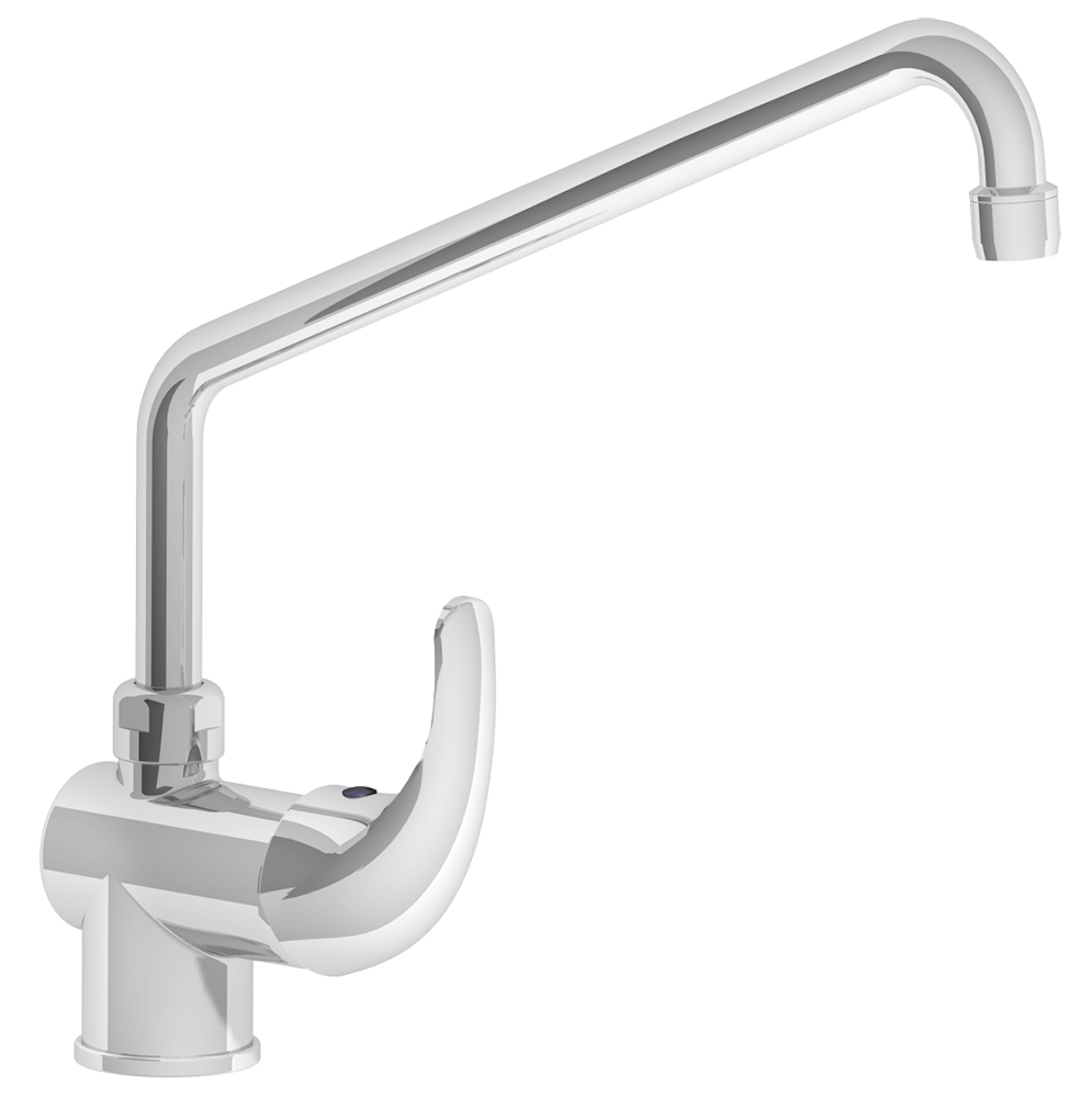 Grifo de sobremesa monomando dos aguas con caño elevado