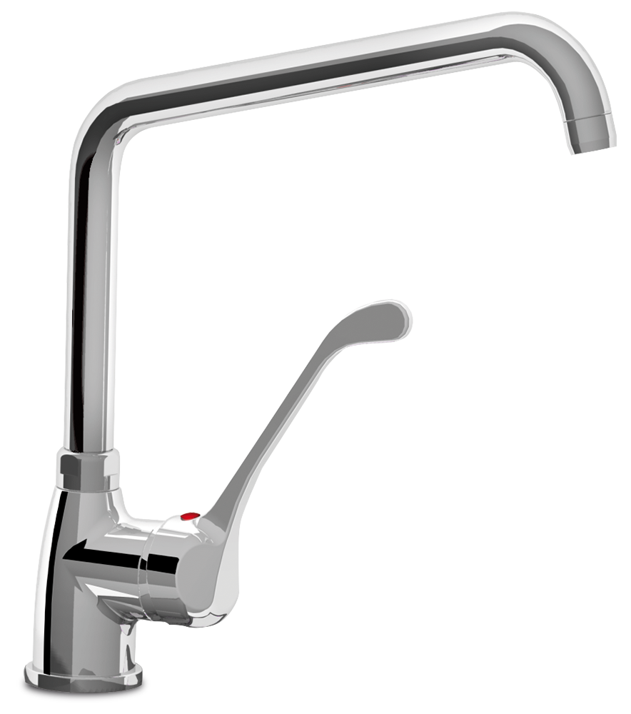 Grifo monomando de codo con caño elevado