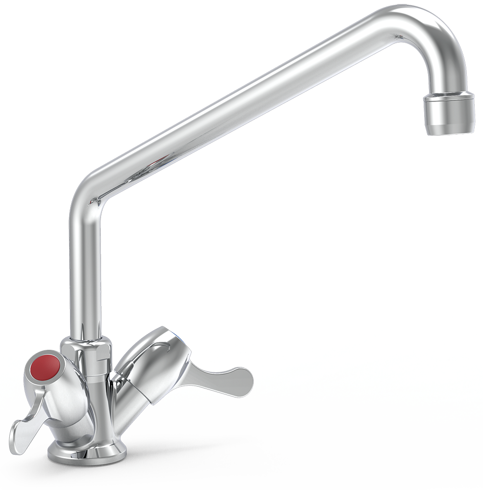 Grifo de sobremesa 1/4 vuelta dos aguas caño alto