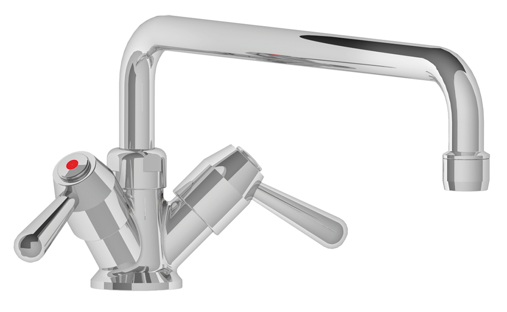 Grifo de sobremesa 1/4 vuelta dos aguas caño bajo