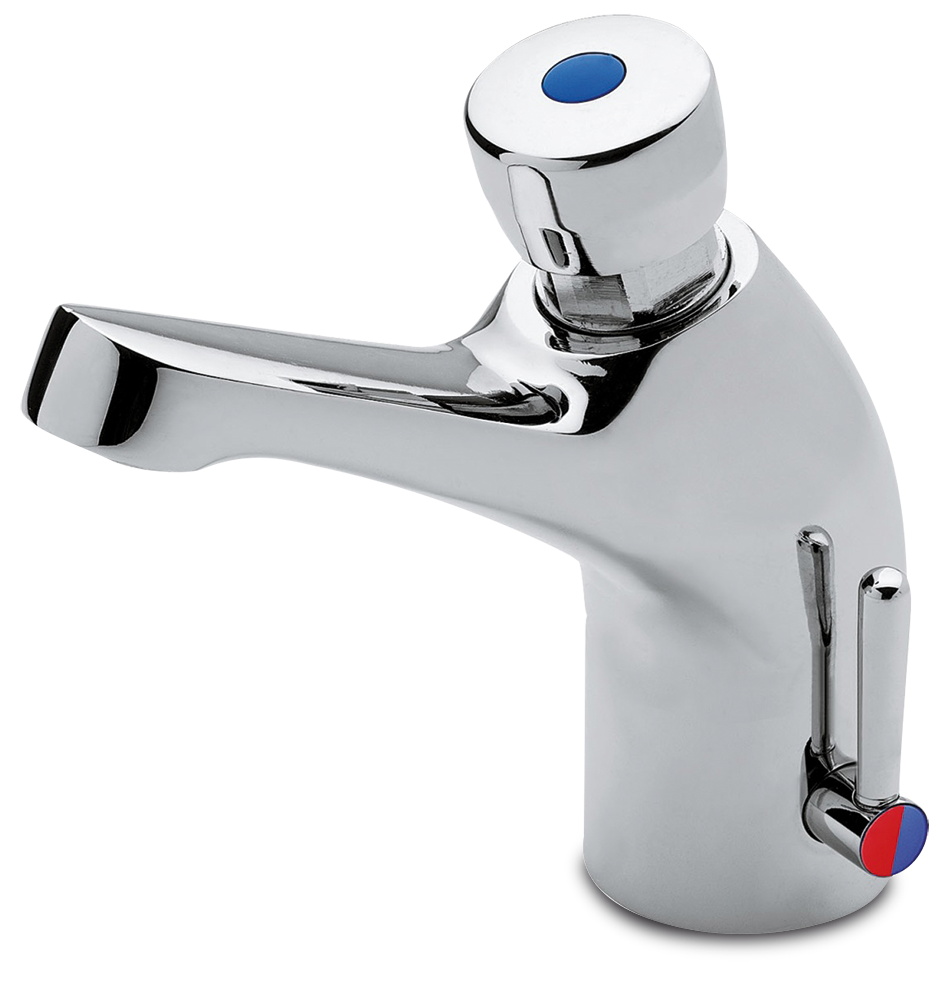 Grifo temporizado dos aguas con selector de temperatura