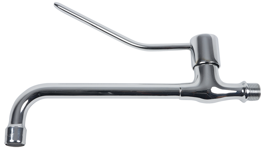 Grifo mural monomando codo un agua. Caño fijo