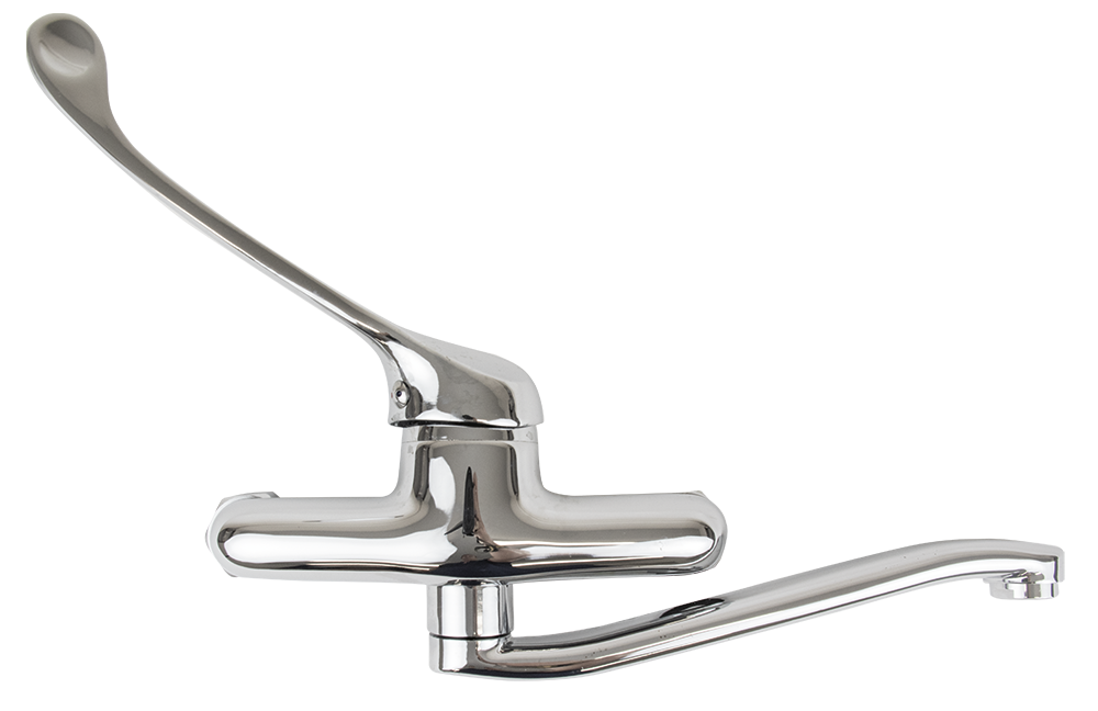 Grifo mural monomando de codo dos aguas