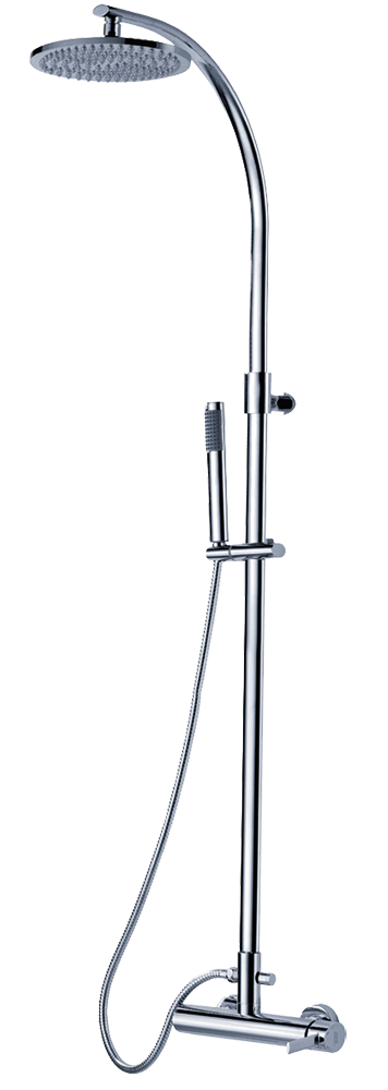 Conjunto de ducha mural, grifo monomando y mastil