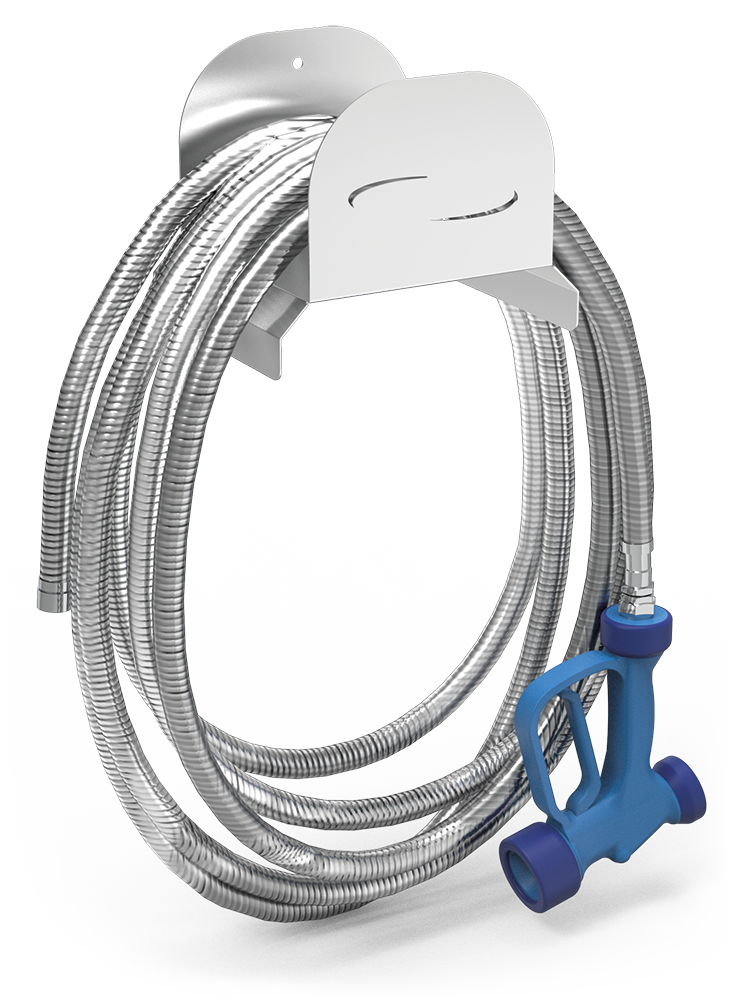 Aixeta mànega 50 m. amb suport *inox i pistola