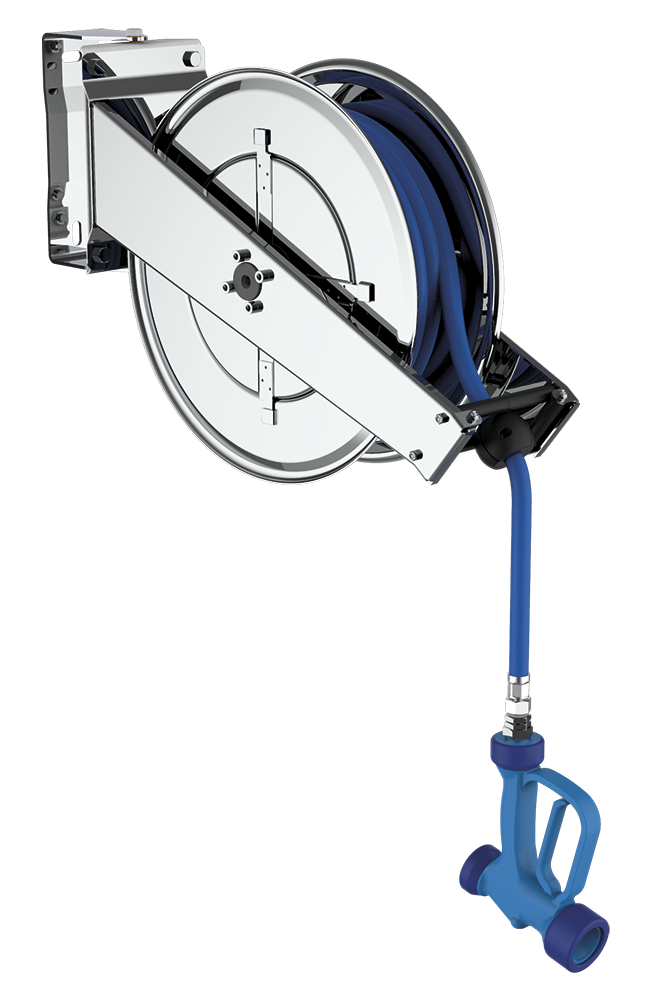 Grifo en acero inoxidable de manguera enrollable