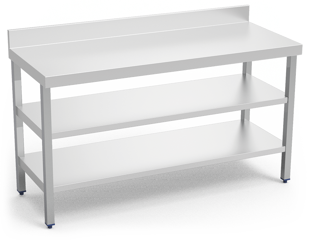 Mesa inox mural con 2 entrepaños