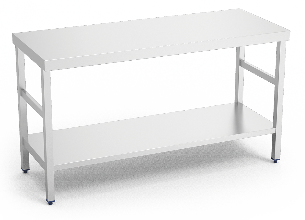 Mesa inox central con entrepaño