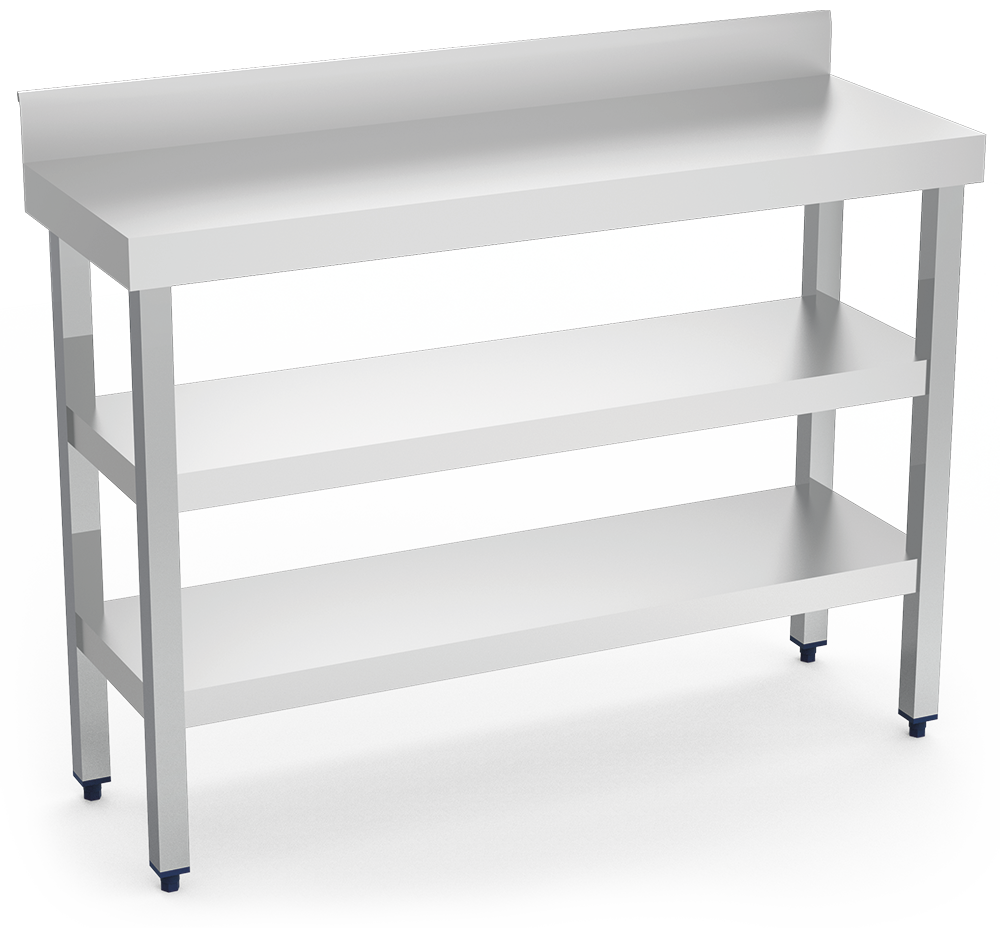 Mesa mural inox sotabanco con entrepaños