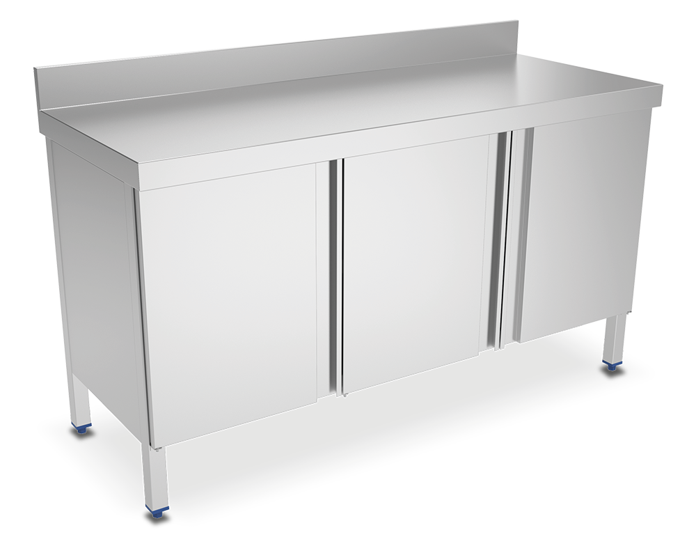 Mesa mural inox con puertas abatibles
