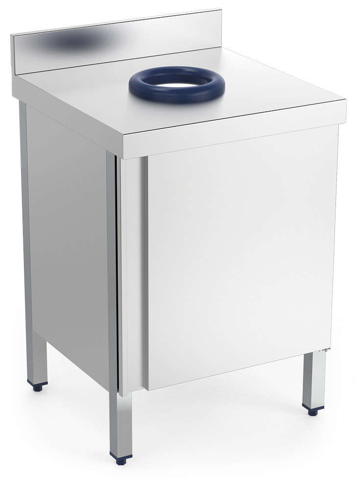 Mesa mural inox desbarasado con puerta, fondo 700