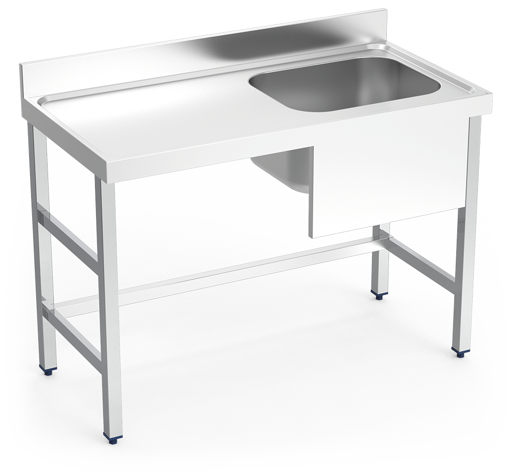Mesa mural inox de Chef, cubeta derecha