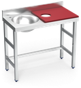 Mesa de preparación y lavado inox 1000 mm roja cubeta izquierda