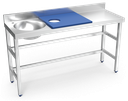 Mesa de preparació i rentada *inox 1500 mm blau 1 forat cubeta esquerra