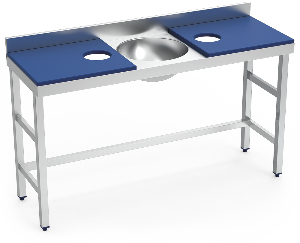 Mesa de preparació i rentada *inox 1500 mm blau 2 forats