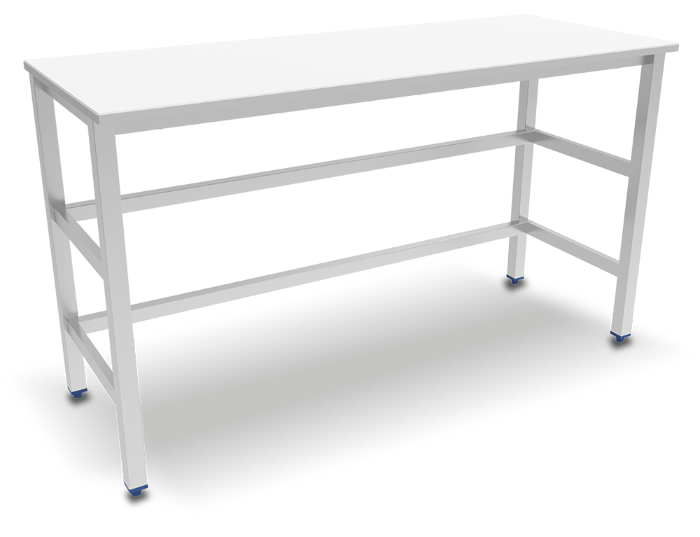 Mesa central con encimera de polietileno blanco