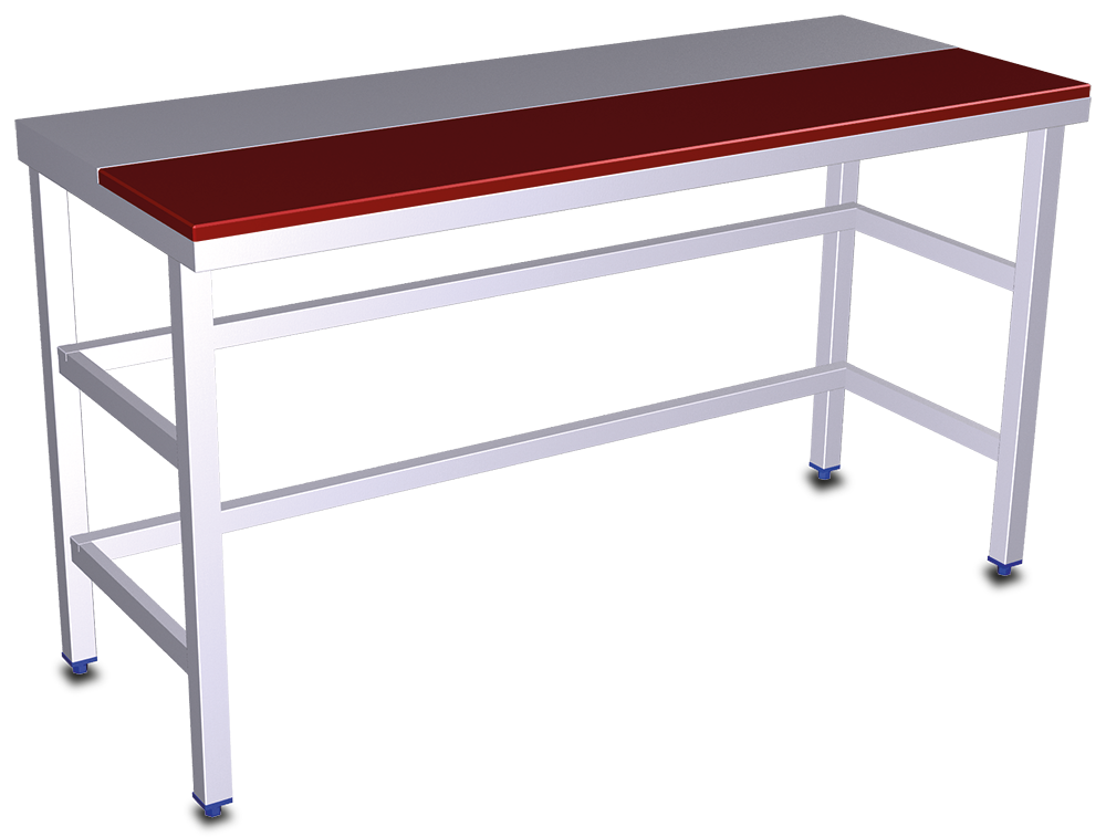 Mesa de preparación central roja